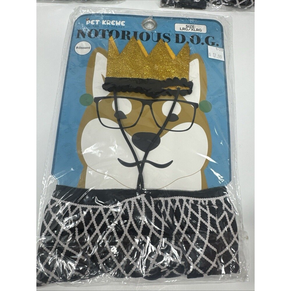 Pet Krewe Notorious RBG Dog Costume Glitter Crown & Dissent Large Extra Large XL
